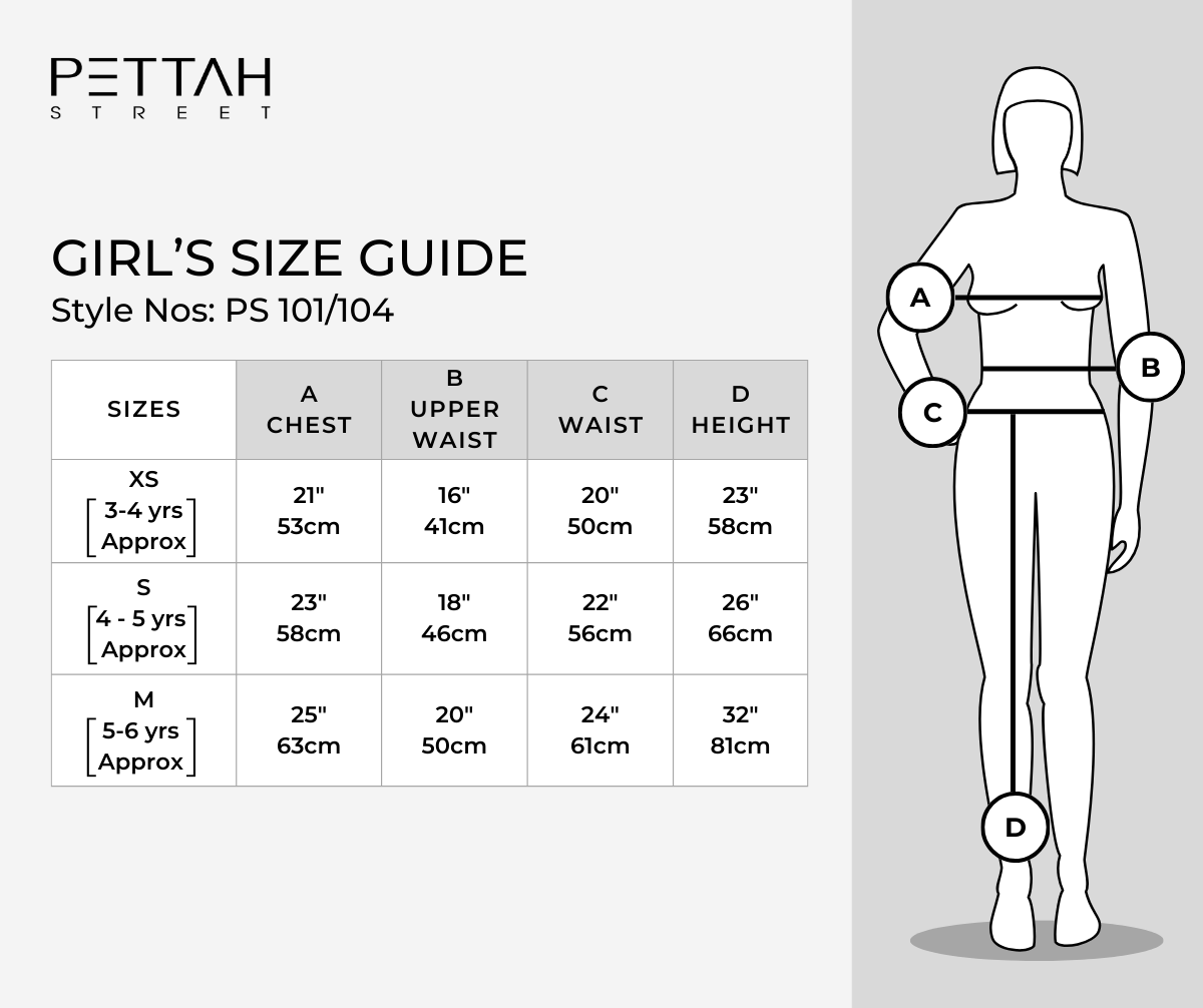 Sizeguide for girls